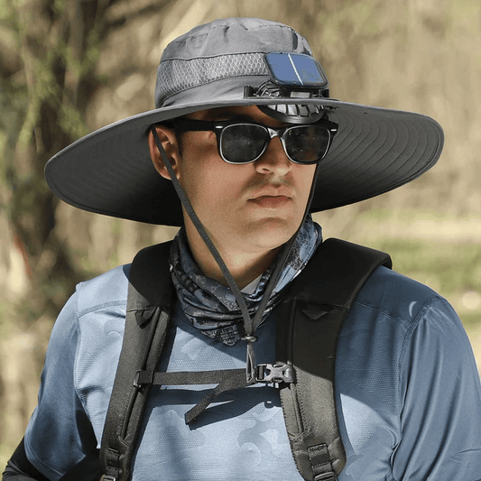 Sherum Wide Brim Solar Fan Outdoor Fishing Hat-Solar & USB Charging