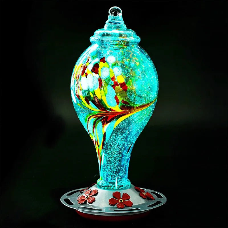 Sherum Hand Blown Glass Hummingbird Feeder - 25 Ounces