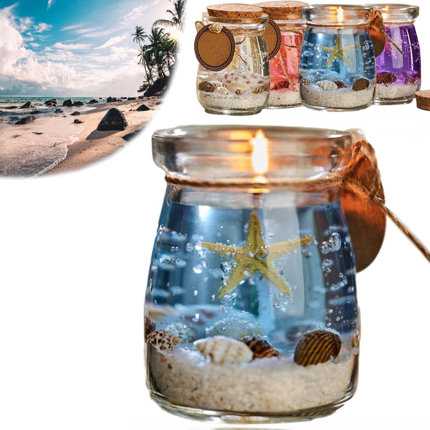Sherum Ocean Theme Blue Purple Pink Gel Candle