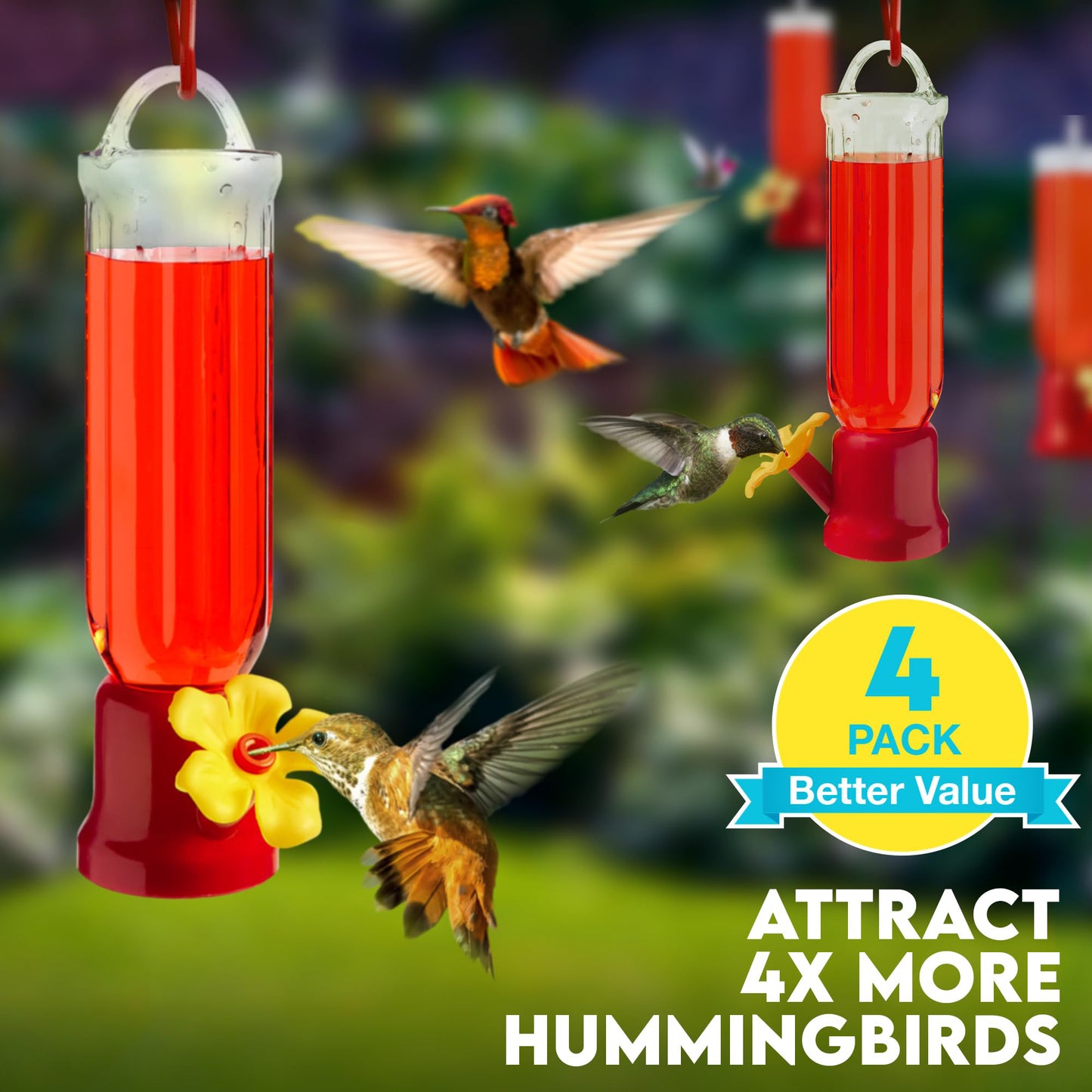 Sherum New Leak-Proof Design Hummingbird Feeder (4 Pack)