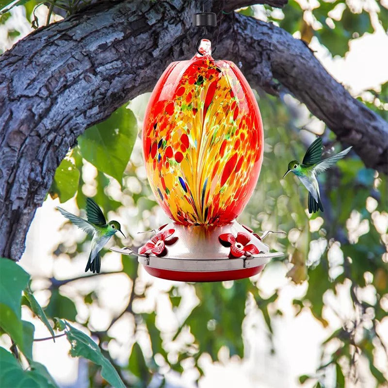 Sherum Hummingbird Feeder Hand Blown Glass - 25 Ounces